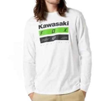 FOX KAWASAKI STRIPES LONG SLEEVE PREMIUM TEE WHITE