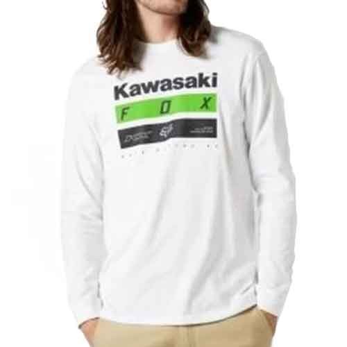 FOX KAWASAKI STRIPES LONG SLEEVE PREMIUM TEE WHITE