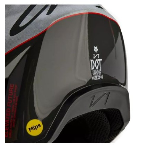FOX YTH V1 ATLAS HELMET [GRY/RD]
