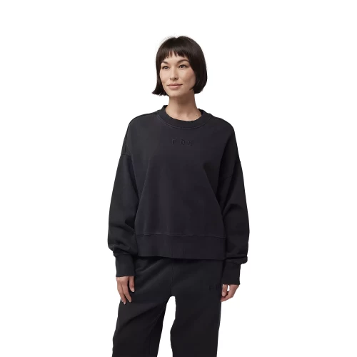 W WORDMARK OVERSIZED FLEECE CREW [BLK]
